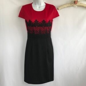 *4/$20* Meieei Black & Red Midi Dress With Lace